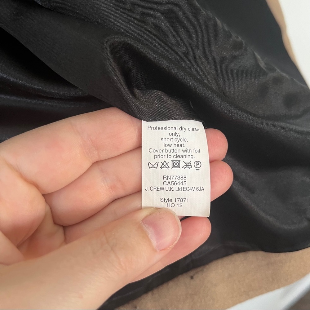 J. Crew Peacoat Wool by Nello Gori Size P2 Double Breasted Black Tan Trim - Picture 11 of 11